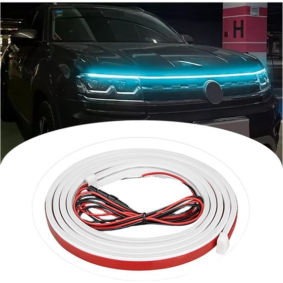 Car Light Exterior, LED Light Strip for Car Hood - fenze Dynamic Scan Start Up Hoodbeam Kit, Flexible Dynamic Led Strip, Waterproof Car Daytime Running Light for Cars, Suvs, Trucks (70inch, Ice Blue)