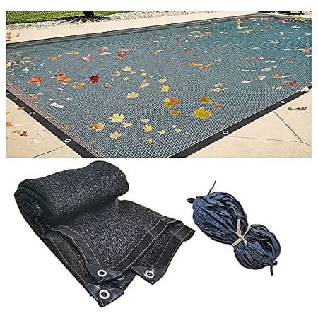 fenze Pool Covers, 20ft x 40ft Pool Leaf Nets for In-Ground Swimming Pools Cover, Durable Polyethylene Black Mesh Pool Leaf Net Cover with Grommets and Rope, Winter Autumn Summer Pool Safety Cover
