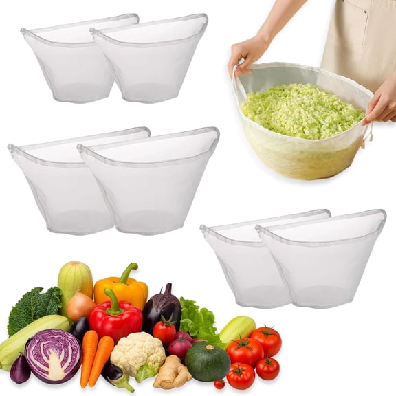 fernfern 6 Pack Reusable Nylon Mesh Strainer Bags for Nut Milk, Juice, Soy Milk