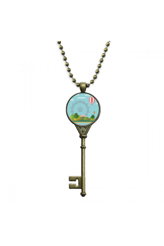 ferris wheel balloon amusement park key necklace pendant tray embellished chain