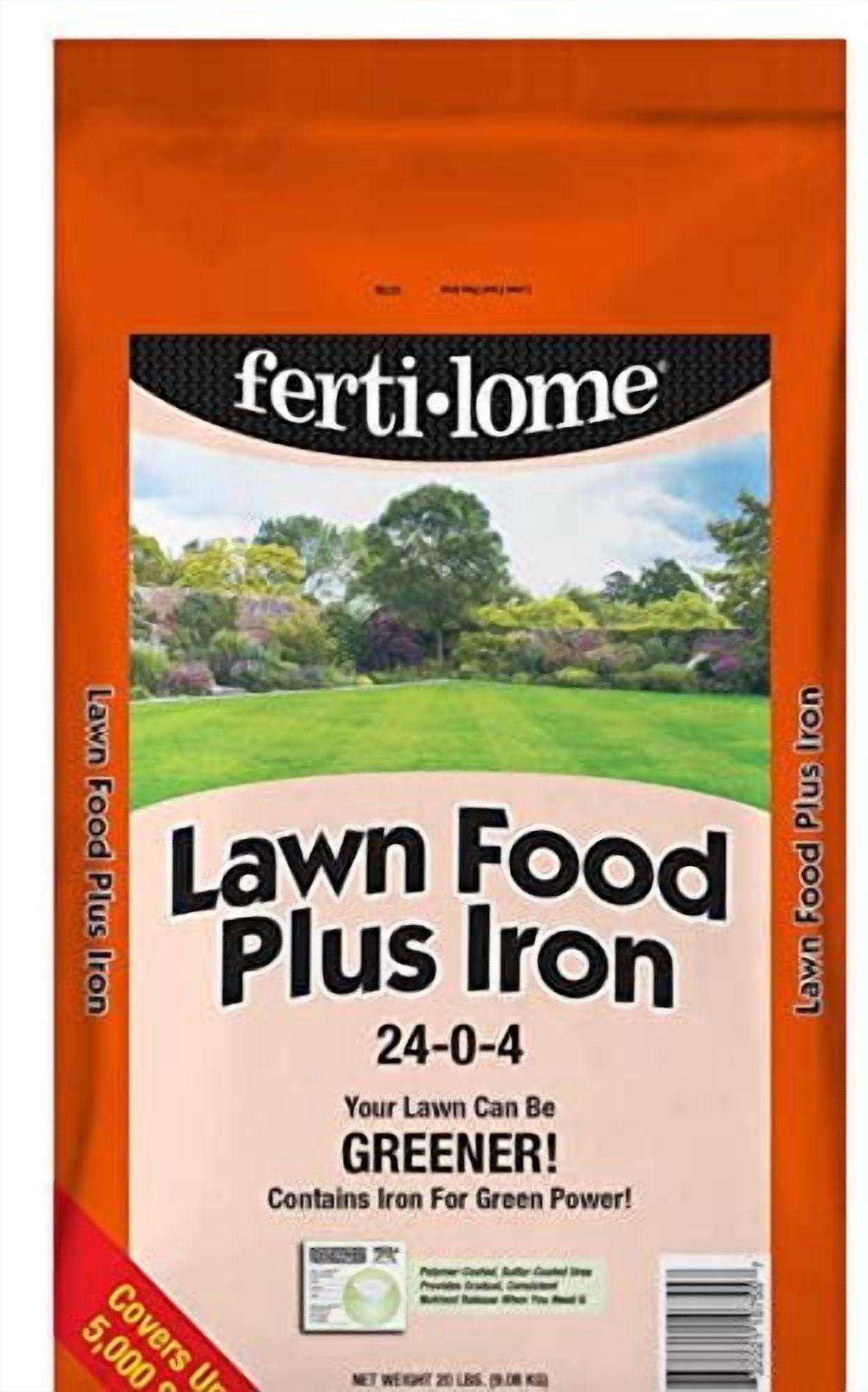 Fertilome Lawn Fertilizer Plus Iron - 24-0-4 NPK, For Grasses - 20 lbs — Outdoor & Indoor Plant Use, Easy Application