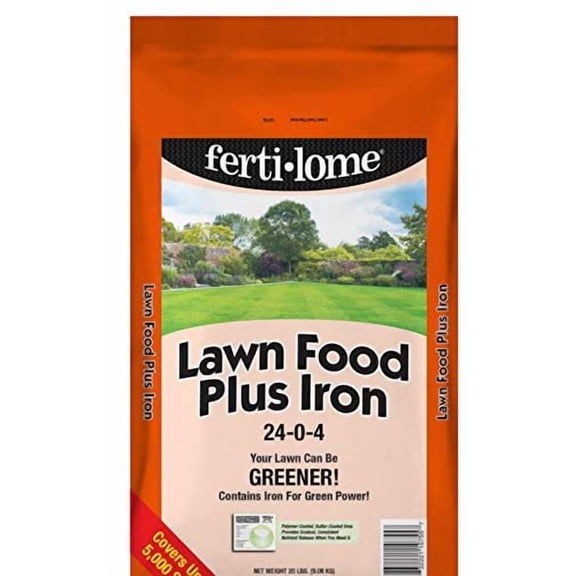 Fertilome Lawn Fertilizer Plus Iron - 24-0-4 NPK, For Grasses - 20 lbs  Outdoor & Indoor Plant Use, Easy Application
