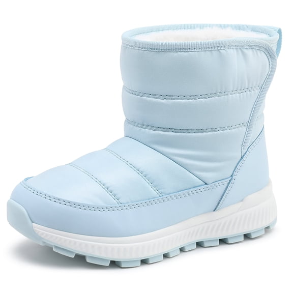festooning Girls Boots Cozy Plush Lining Ankle Boots for Girls Outdoor Warm Winter Boots Blue 2 Big Kid