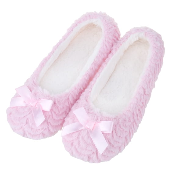 festooning Women's Ballerina Slippers Comfy Memory Foam House Slippers Light Weight Slip on Bedroom Shoes Pink 7