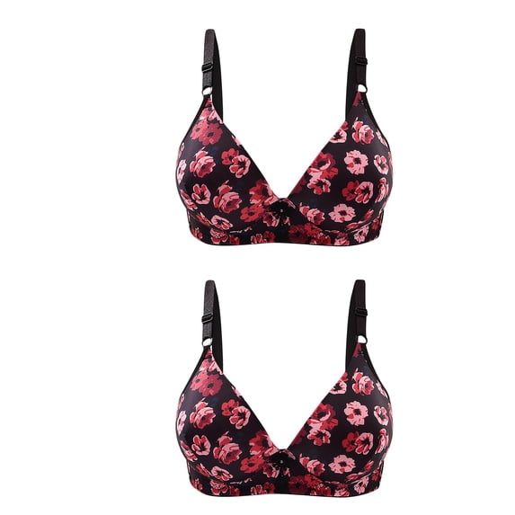 fheaev 2 Pack Everyday Bra Bras For Women Plus Size No Underwire Comfort Wireless Bra Adjustable Strap T-Shirt Bra Lift Up Bra Push Up Bras Minimizer Bra