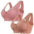 thumbnail image 1 of fheaev 2 Pack Front Closure Bras For Women Plus Size Full Coverage No Underwire Comfort Wireless Snap Closing Bra Convenient Everyday Bra Front Button Bras For Older Women Front Buckle Corset Bra, 1 of 5