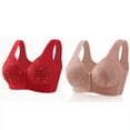 thumbnail image 1 of fheaev 2 Pack Front Closure Bras For Women Plus Size Full Coverage No Underwire Comfort Wireless Snap Closing Convenient Everyday Bra Front Button Bras Middle-Aged Older Women Front Buckle Corset Bra, 1 of 1