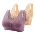 thumbnail image 1 of fheaev 2 Pack Front Closure Bras For Women Plus Size Full Coverage No Underwire Comfort Wireless Snap Closing Convenient Everyday Bra Front Button Bras Middle-Aged Older Women Front Buckle Corset Bra, 1 of 8