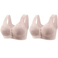 thumbnail image 1 of fheaev 2 Pack Front Closure Everyday Bra For Women No Underwire Plus Size Full Coverage Post Surgery Compression Support Wirefree Snap Closing Lace Bras Underwear T-Shirt Bras, 1 of 5