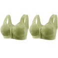 thumbnail image 1 of fheaev 2 Pack Front Closure Everyday Bra For Women No Underwire Plus Size Full Coverage Post Surgery Compression Support Wirefree Snap Closing Lace Bras Underwear T-Shirt Bras, 1 of 5
