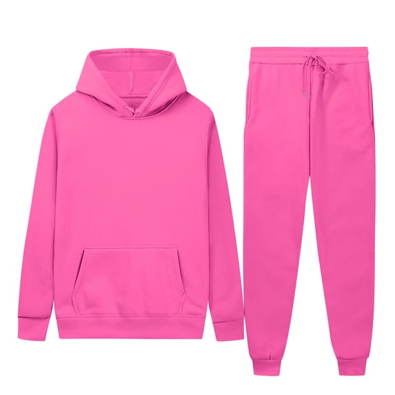 fheaev 2 Piece Outfits for Men Casual Fleece Lined Sweatshirt Tracksuit Solid Color Drawstring Joggers Sweatpants Trouser with Pockets Long Sleeve Hooded Blouses Set Sweatsuit