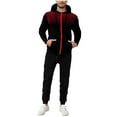 thumbnail image 1 of fheaev 2-Piece Outfits for Men Fleece Lined Hoodie Tracksuit Set Casual Solid Color Drawstring Joggers And Long Sleeve Zipper Hooded Sweatshirt with Pockets, 1 of 4