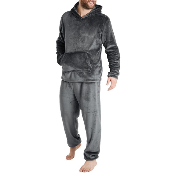 fheaev 2-Piece Outfits for Men Fleece Hoodie And Joggers Tracksuit Casual Flannel Hooded Sweatshirt with Pockets Long Pants Pullover Top