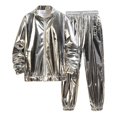 thumbnail image 1 of fheaev 2-Piece Shiny Performance Suit for Men Loose Performance Straight Leg Trousers Costume Long Sleeved Stand Up Collar Top Shirt Set for Men Cosplay Party, 1 of 6