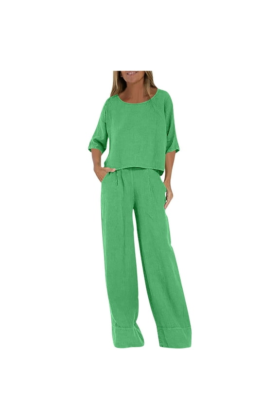 3/4 Sleeve Sets for Women Summer Travel Vacation Outfits Sweatsuit Tracksuit Matching Outfits Sweat Sets Tracksuit Travel Sweatshirts Fall Fashion Clothes