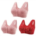 thumbnail image 1 of fheaev 3 Pack Front Closure Bras For Women Plus Size Post Surgery Brassiere Full Coverage No Underwire Wireless Snap Closing Convenient Everyday Bra Front Button Older Women Front Buckle Corset Bra, 1 of 6