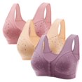 thumbnail image 1 of fheaev 3 Pack Front Closure Bras For Women Plus Size Full Coverage No Underwire Comfort Wireless Snap Closing Convenient Everyday Bra Front Button Bras Middle-Aged Older Women Front Buckle Corset Bra, 1 of 9