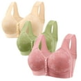 thumbnail image 1 of fheaev 3 Pack Front Closure Bras For Women Plus Size Post Surgery Brassiere Full Coverage No Underwire Wireless Snap Closing Convenient Everyday Bra Front Button Older Women Front Buckle Corset Bra, 1 of 4