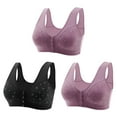 thumbnail image 1 of fheaev 3 Pack Front Closure Bras For Women Plus Size Post Surgery Brassiere Full Coverage No Underwire Wireless Snap Closing Convenient Everyday Bra Front Button Older Women Front Buckle Corset Bra, 1 of 6