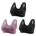 thumbnail image 1 of fheaev 3 Pack Front Closure Bras For Women Plus Size Post Surgery Brassiere Full Coverage No Underwire Wireless Snap Closing Convenient Everyday Bra Front Button Older Women Front Buckle Corset Bra, 1 of 5
