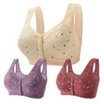 thumbnail image 1 of fheaev 3Pc Bras for Women Plus Size Front Closure Wireless Bras No Underwire Full Coverage No Underwire Bras for Seniors Comfort Front Close Push Up Lace Bras Sleeping Everyday Bras, 1 of 8