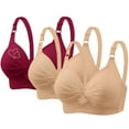 thumbnail image 1 of fheaev 3Pc Plus Size Bra for Women Wireless Bras No Underwire Printing Gathered Together Large Size Wirefree Adjustable Shoulder Strap Full Coverage Push Up Bras Everyday Bras Underwear, 1 of 9