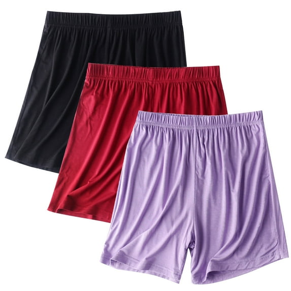 fheaev 3Pc Summer Shorts for Women Plus Size Soft Women'S Pajama Bottoms Short Color Elastic Waist Leisure Thin Shorts Home Pants Pj Shorts Sports Short Outerwear Sweatpants