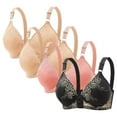 thumbnail image 1 of fheaev 4Pc Front Close Bras for Women Plus Size Wirefree Support Posture No Underwire Full Coverage Bra Adjustable Shoulder Strap Comfort Push Up Lace Breathable Front Buckle Open Everyday Bras, 1 of 2
