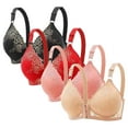 thumbnail image 1 of fheaev 4Pc Front Close Bras for Women Plus Size Wirefree Support Posture No Underwire Full Coverage Bra Adjustable Shoulder Strap Comfort Push Up Lace Breathable Front Buckle Open Everyday Bras, 1 of 2