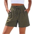 thumbnail image 1 of fheaev Athletic Shorts for Women Loose Fit Plaid Print with Pockets Drawstring Summer Gym Running Casual Clothes S-XL, 1 of 5