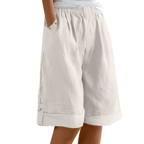fheaev Bermuda Shorts for Women High Waisted Wide Leg Shorts Casual Loose Knee Length Shorts with Pockets for Casual Walking Exercise Summer Shorts