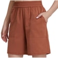 thumbnail image 1 of fheaev Bermuda Shorts for Women Knee Length High Waisted Elastic Waist Loose Wide Leg Shorts with Pocket Dressy Casual Summer Long Shorts, 1 of 7