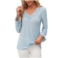 thumbnail image 1 of fheaev Blouse Shirts for Women 2025 Fall Long Sleeve Shirts V-Neck Pullover Top Soft Loose Fit Tops Solid Color Tunics Top Basic Tees Business Casual Fashion Trendy Outfits, 1 of 8