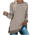 thumbnail image 1 of fheaev Blouses for Women Casual Sweatshirt Solid Color Round Neck Loose Long Sleeved Tops Basic Tee Pullover Fall Sweater T Shirts Tops Blouses Fashion Clothes 2024, 1 of 6