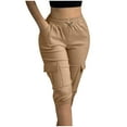 thumbnail image 1 of fheaev Cargo Capris Horts for Women Knee Length Drawstring Lightweight Hiking Cargo Pants Outdoor Casual Travel Sweatpants Joggers Elastic Waist Pockets Summer Pants for Women, 1 of 9