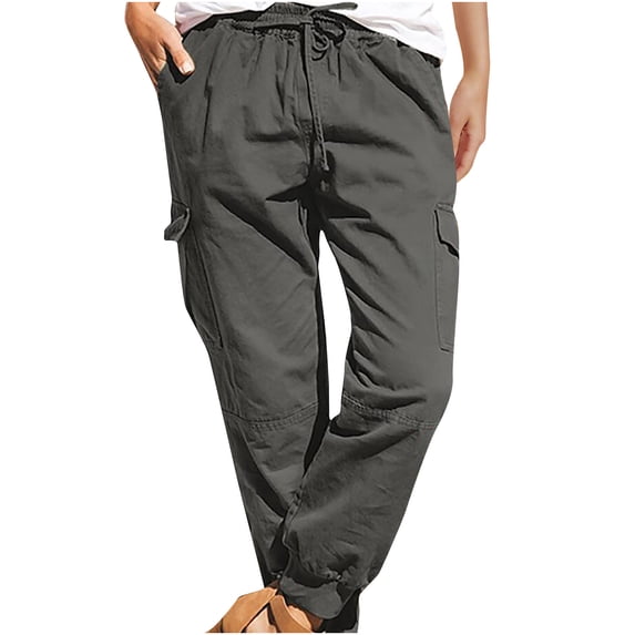 fheaev Cargo Pants For Women Plus Size Drawstring Elastic Waist Loose Baggy Pants Hiking Pants Joggers Athletic Sweatpants Casual Travel Pant With Pocket