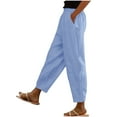 thumbnail image 1 of fheaev Casual Linen Pants For Women 2024 Summer Lightweight Elastic Waist Pants Loose Wide Leg Trousers With Pockets Summer Clothes Pants Outing Full Length Pants, 1 of 6
