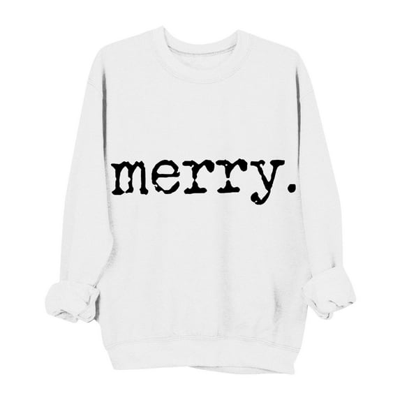 fheaev Christmas Sweatshirts for Women Round Neck Long Sleeve Glitter Patch Merry Christmas Letter Print Sweater Embroidered Xmas Holiday Party Pullover Tunic Top Blouse