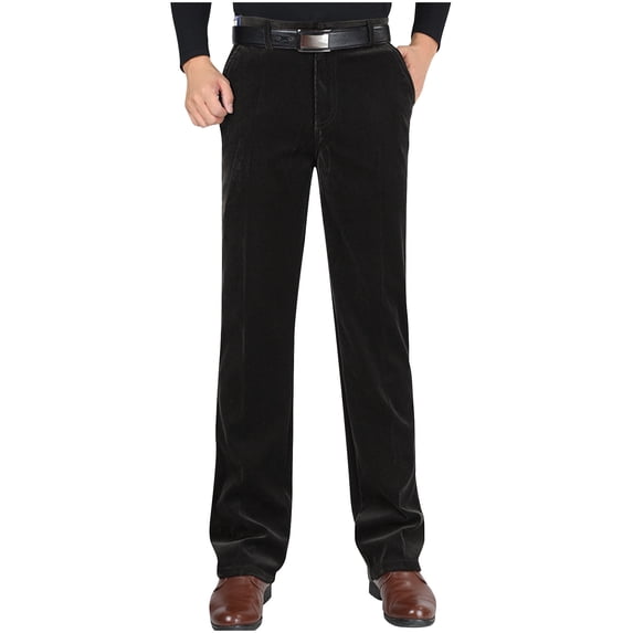 fheaev Classic Fit Corduroy Dress Pants for Men Straight-Legs Pants Zipper High Waist Joggers Pants with Pockets Men'S Casual Flat-Front Chino Pant Lounge Pants