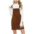thumbnail image 1 of fheaev Corduroy Overall Bib Dress for Women Casual Knee Length Overalls Midi Dress Jumpsuit Pinafore Suspender A Line Cute Dress Mini Dress Skirt Jumper, 1 of 1