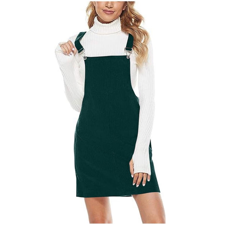 fheaev Corduroy Overall Bib Dress for Women Casual Knee Length Overalls  Midi Dress Jumpsuit Pinafore Suspender A Line Cute Dress Mini Dress Skirt  Jumper - Walmart.com