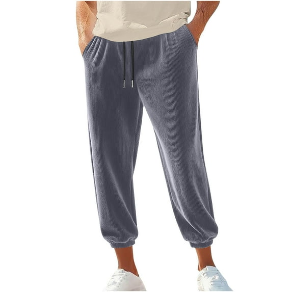fheaev Corduroy Pant for Men Baggy Fashion Loose Fit Drawstring Elastic Waist Straight Leg Jogger Pants with Pockets Comfortable Going Out Everyday Trousers Men'S Corduroy Casual Pants