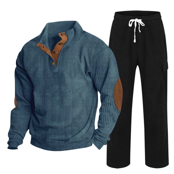 fheaev Corduroy Sweatsuit for Men 2 Piece Outfits Casual Long Sleeve Sweatshirt Drawstring Sweatpants with Pockets Fall Winter Men'S Jogging Tracksuit