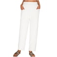 thumbnail image 1 of fheaev Cotton Linen Pants For Women Elastic Waist High-Waist Pants Casual Loose Straight Comfy Trousers With Pockets Solid Color Slacks, 1 of 6