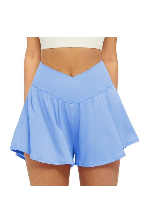 Crossover Athletic Shorts for Women 2 In 1 Flowy Running with Pockets Butterfly Workout Tennis Skorts S-XL