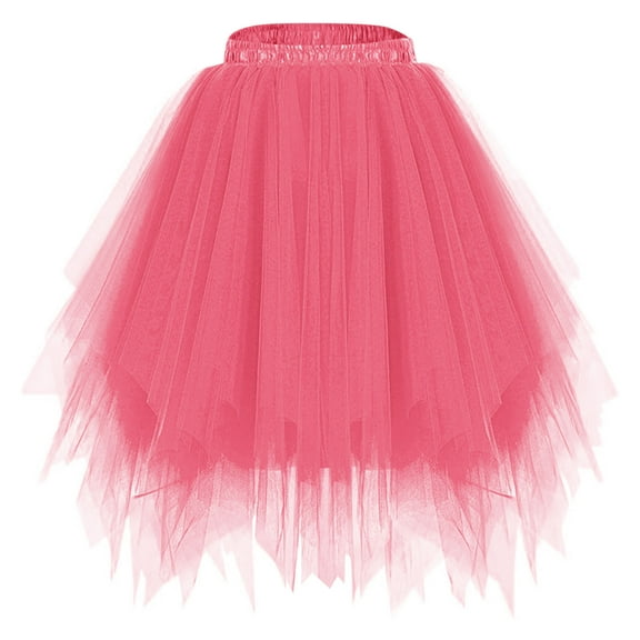 fheaev Dancing Skirt For Women Fashion Color Skirts Pleated Gauze Short Skirt Elastic Chiffon Petticoat Puffy Tutu Tulle Skirt Princess Ballet Dance Pettiskirts Underskirt Multi-Layer
