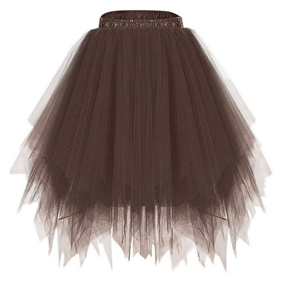 fheaev Dancing Skirt For Women Fashion Color Skirts Pleated Gauze Short Skirt Elastic Chiffon Petticoat Puffy Tutu Tulle Skirt Princess Ballet Dance Pettiskirts Underskirt Multi-Layer