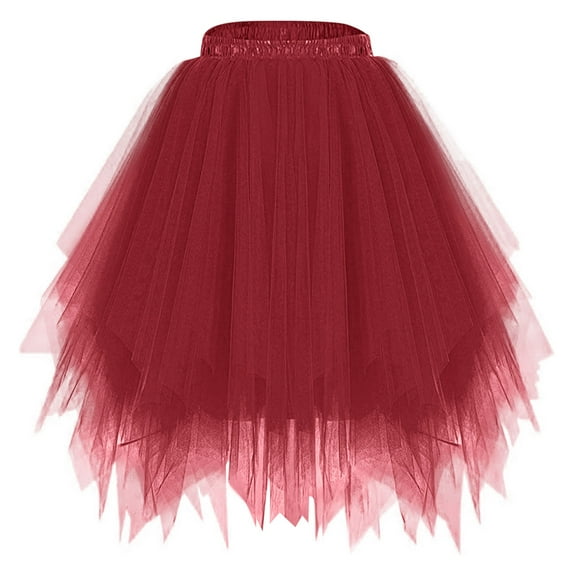 fheaev Dancing Skirt For Women Fashion Color Skirts Pleated Gauze Short Skirt Elastic Chiffon Petticoat Puffy Tutu Tulle Skirt Princess Ballet Dance Pettiskirts Underskirt Multi-Layer