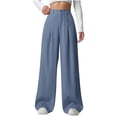 thumbnail image 1 of fheaev Dress Pants for Women Fashion Solid Color Casual Zipper Pocket Long Straight-Leg Pants Trousers with Pockets Travel Office Pant, 1 of 6