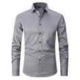 thumbnail image 1 of fheaev Dress Shirts For Men Long Sleeve Turn-Down Collar Button Up Shirts Solid Color Slim Fit Casual Regular Business Formal Dress Shirt, 1 of 3